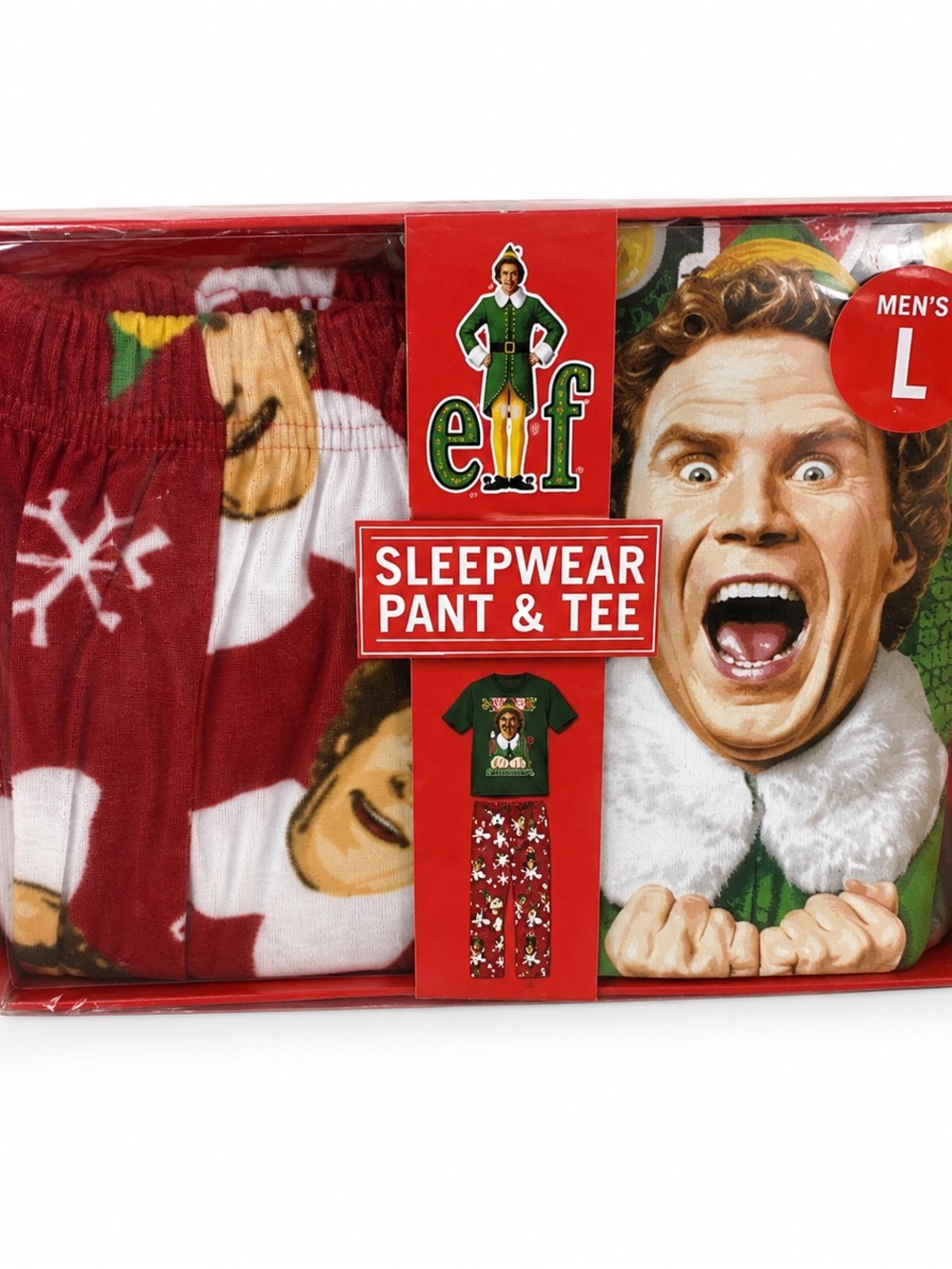 ELF Men's Sleep Set Pants & Tee Pajamas PJs Boxed Set L Buddy The Elf $60